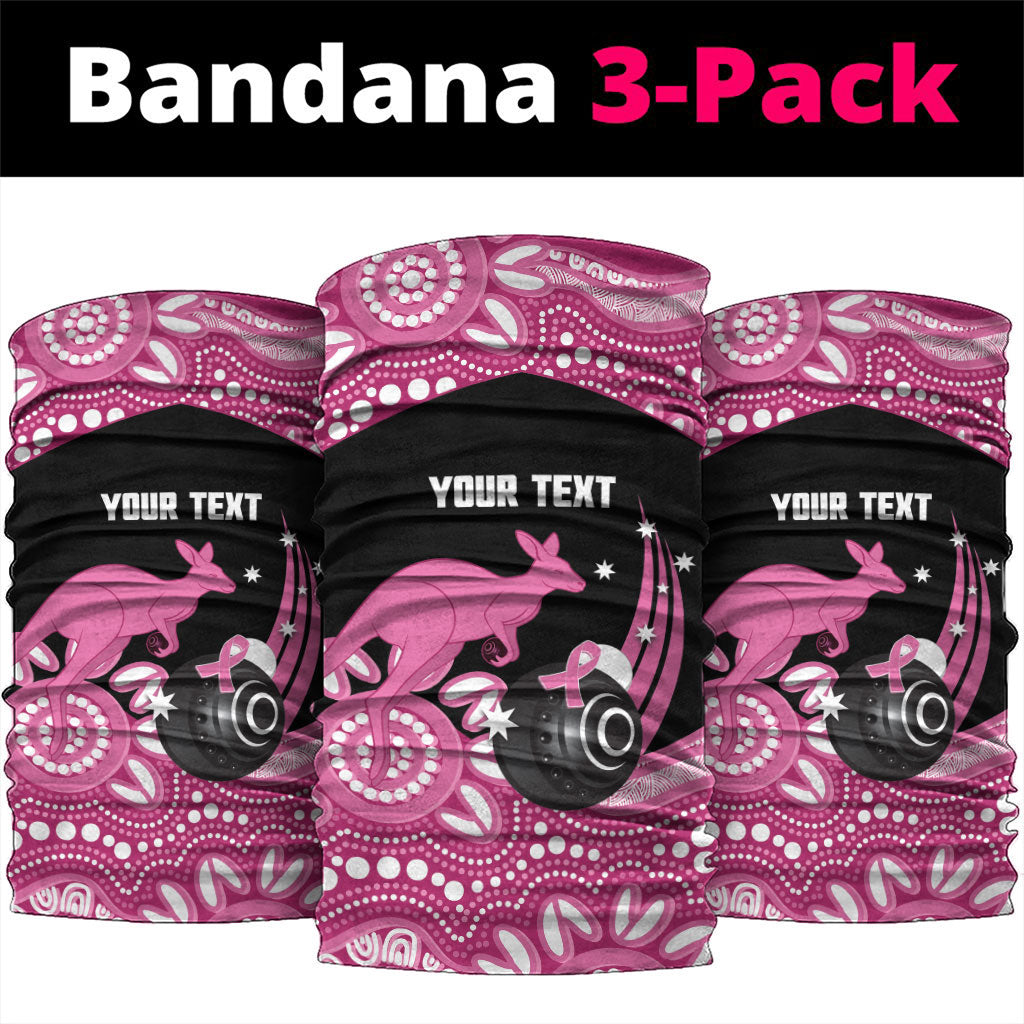 Bowls Australia Breast Cancer Custom Neck Gaiter Think Pink Aboriginal Art
