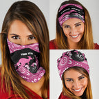 Bowls Australia Breast Cancer Custom Neck Gaiter Think Pink Aboriginal Art
