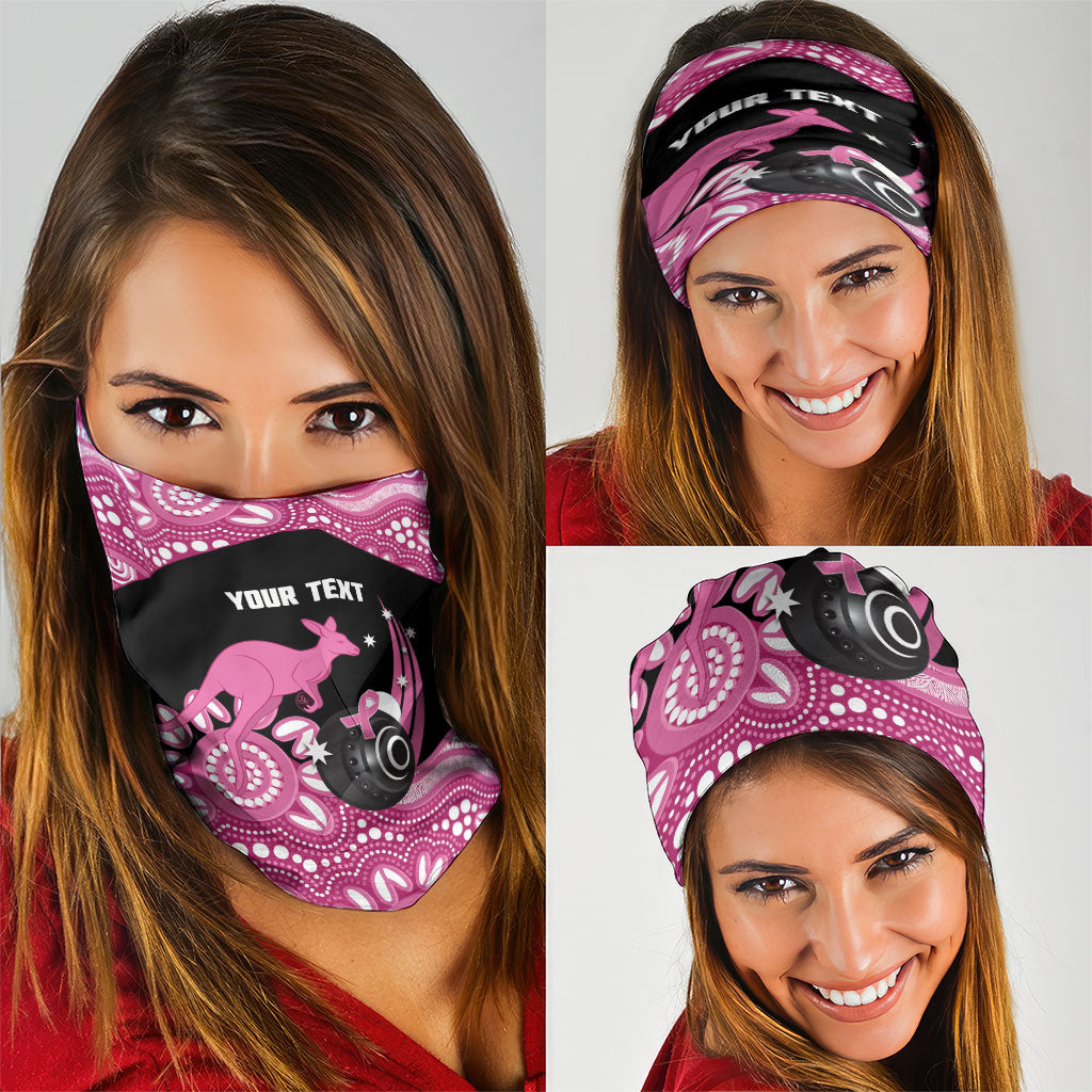Bowls Australia Breast Cancer Custom Neck Gaiter Think Pink Aboriginal Art