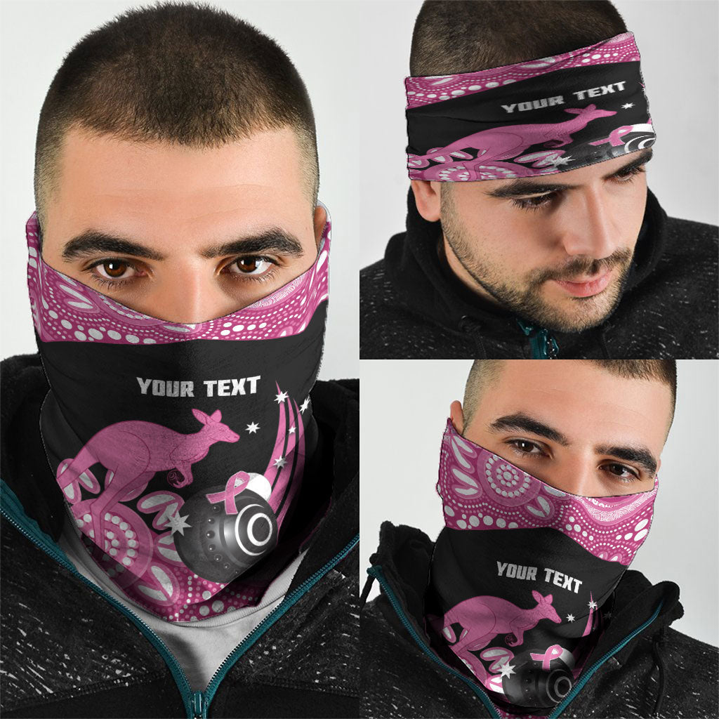 Bowls Australia Breast Cancer Custom Neck Gaiter Think Pink Aboriginal Art