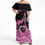Bowls Australia Breast Cancer Custom Off Shoulder Maxi Dress Think Pink Aboriginal Art