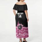 Bowls Australia Breast Cancer Custom Off Shoulder Maxi Dress Think Pink Aboriginal Art