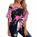 Bowls Australia Breast Cancer Custom Off Shoulder Wrap Waist Top Think Pink Aboriginal Art