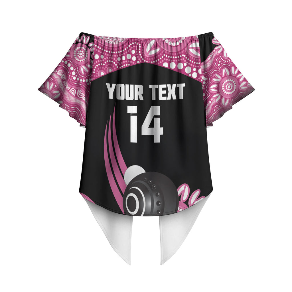 Bowls Australia Breast Cancer Custom Off Shoulder Wrap Waist Top Think Pink Aboriginal Art