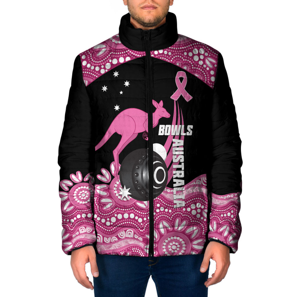 Bowls Australia Breast Cancer Custom Padded Jacket Think Pink Aboriginal Art