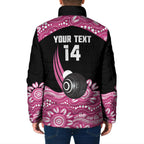 Bowls Australia Breast Cancer Custom Padded Jacket Think Pink Aboriginal Art