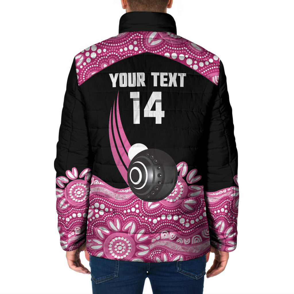 Bowls Australia Breast Cancer Custom Padded Jacket Think Pink Aboriginal Art