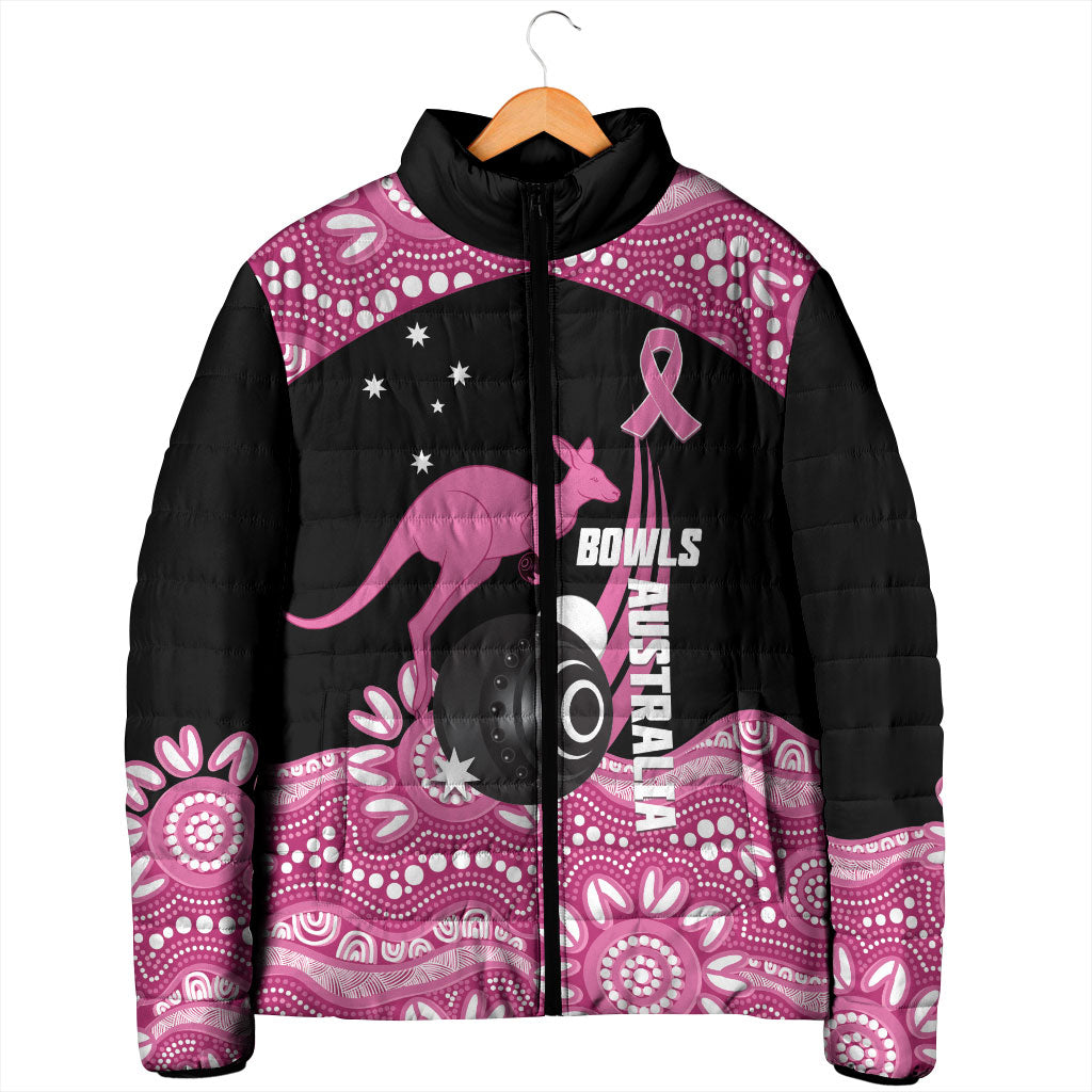 Bowls Australia Breast Cancer Custom Padded Jacket Think Pink Aboriginal Art