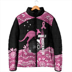 Bowls Australia Breast Cancer Custom Padded Jacket Think Pink Aboriginal Art