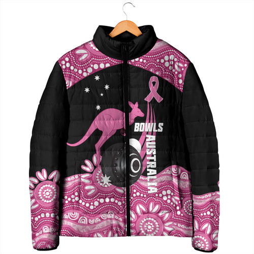 Bowls Australia Breast Cancer Custom Padded Jacket Think Pink Aboriginal Art