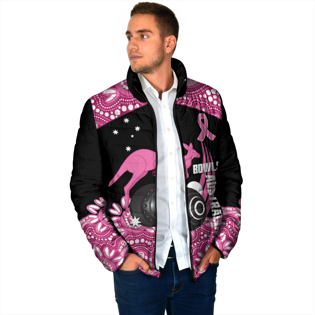 Bowls Australia Breast Cancer Custom Padded Jacket Think Pink Aboriginal Art