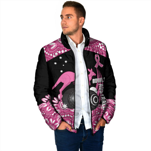 Bowls Australia Breast Cancer Custom Padded Jacket Think Pink Aboriginal Art