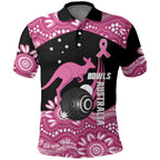 Bowls Australia Breast Cancer Custom Polo Shirt Think Pink Aboriginal Art