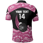 Bowls Australia Breast Cancer Custom Polo Shirt Think Pink Aboriginal Art