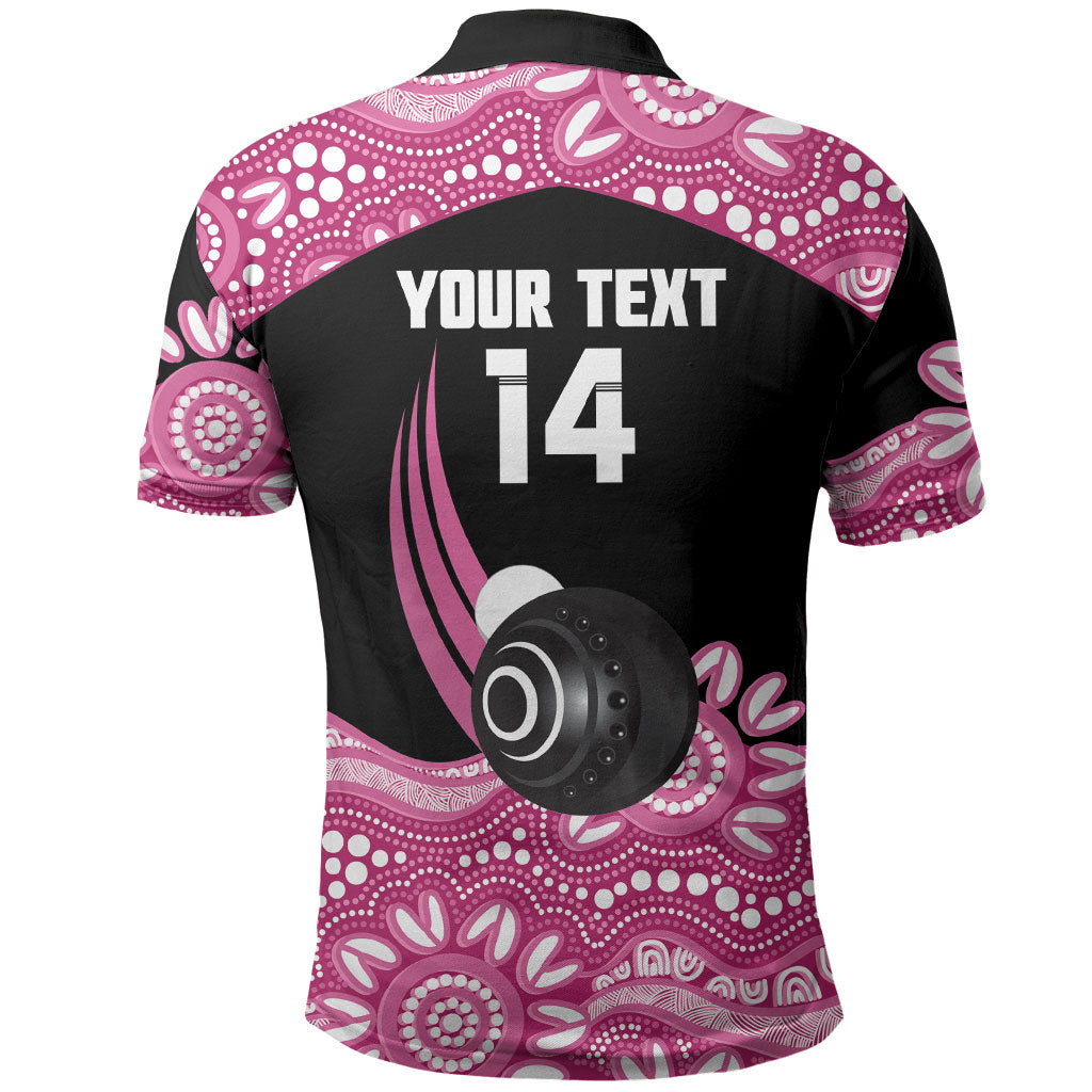 Bowls Australia Breast Cancer Custom Polo Shirt Think Pink Aboriginal Art