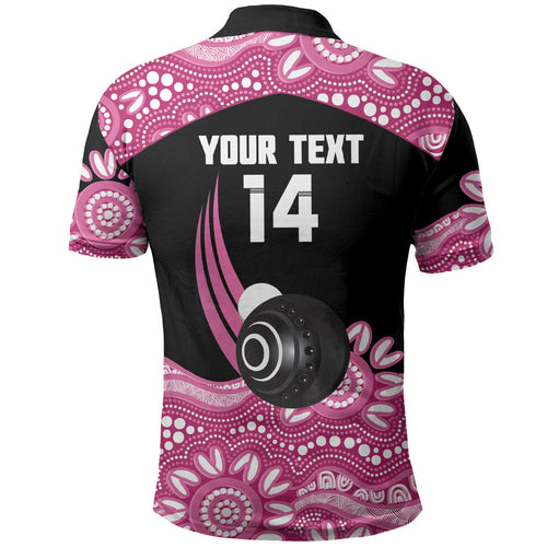 Bowls Australia Breast Cancer Custom Polo Shirt Think Pink Aboriginal Art