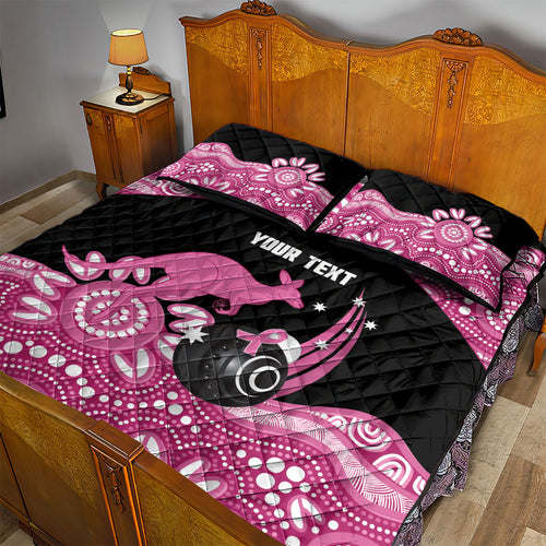 Bowls Australia Breast Cancer Custom Quilt Bed Set Think Pink Aboriginal Art