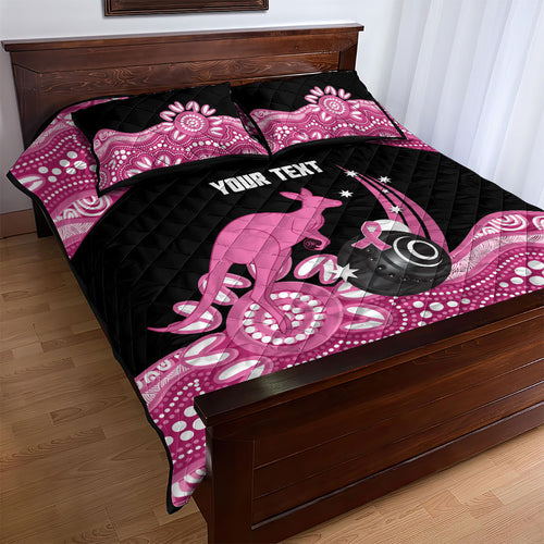 Bowls Australia Breast Cancer Custom Quilt Bed Set Think Pink Aboriginal Art