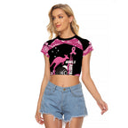 Bowls Australia Breast Cancer Custom Raglan Cropped T Shirt Think Pink Aboriginal Art