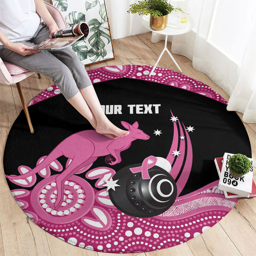 Bowls Australia Breast Cancer Custom Round Carpet Think Pink Aboriginal Art