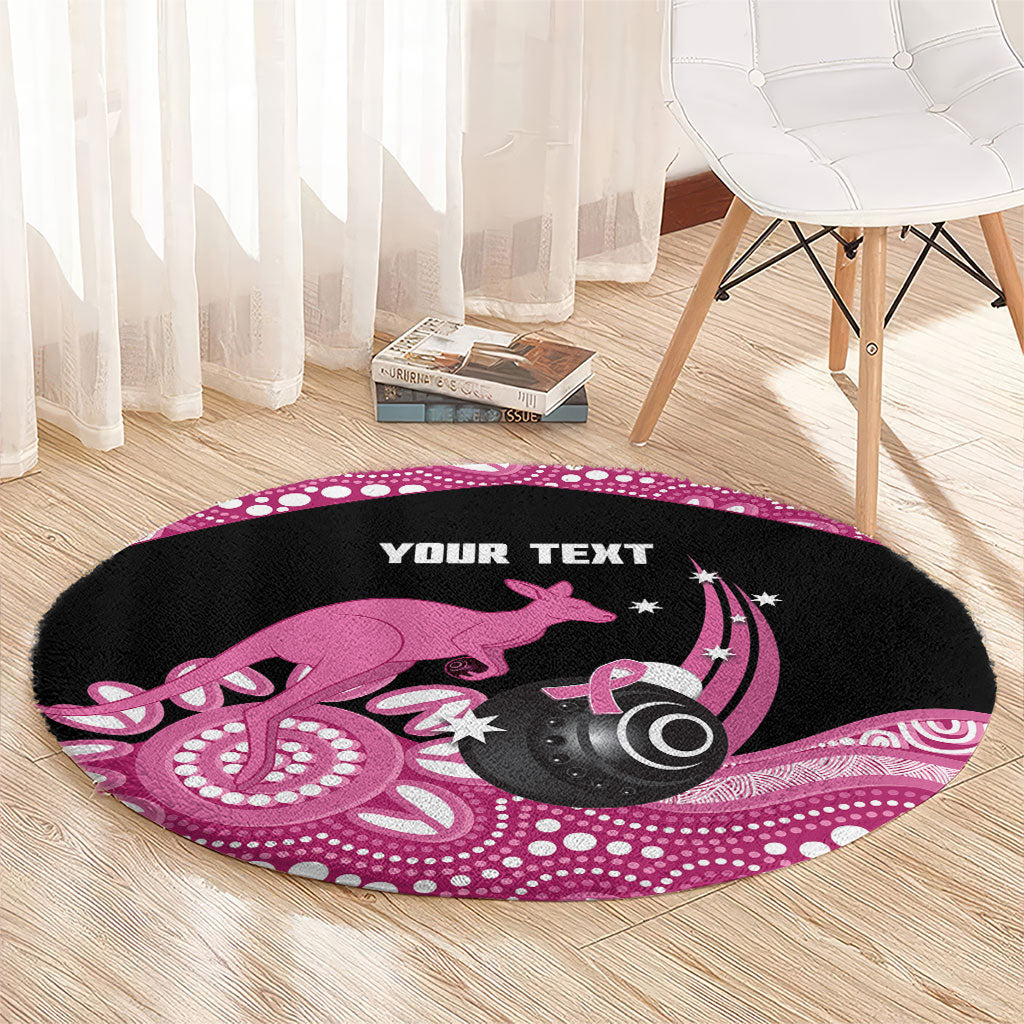 Bowls Australia Breast Cancer Custom Round Carpet Think Pink Aboriginal Art