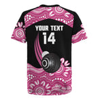 Bowls Australia Breast Cancer Custom Rugby Jersey Think Pink Aboriginal Art