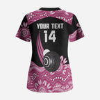 Bowls Australia Breast Cancer Custom Scrub Top Think Pink Aboriginal Art