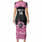 Bowls Australia Breast Cancer Custom Short Sleeve Bodycon Dress Think Pink Aboriginal Art