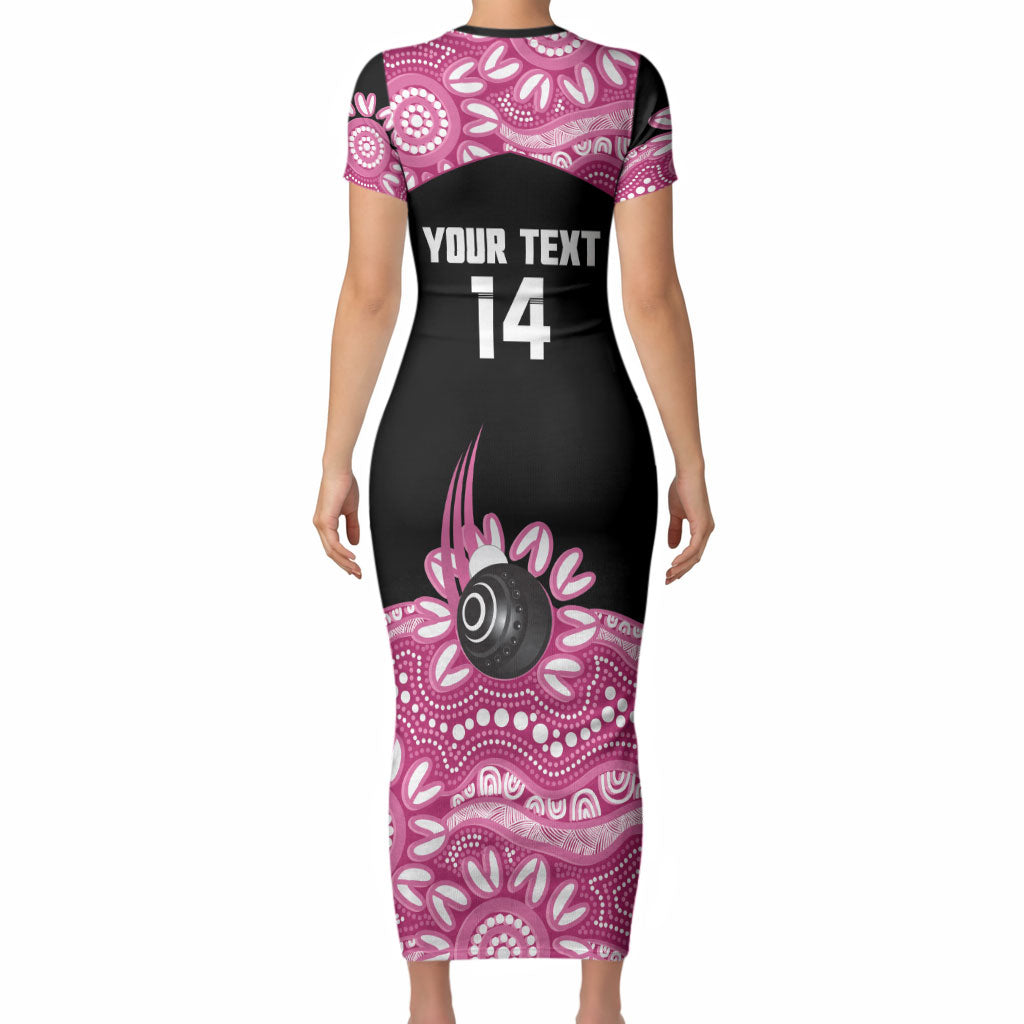 Bowls Australia Breast Cancer Custom Short Sleeve Bodycon Dress Think Pink Aboriginal Art