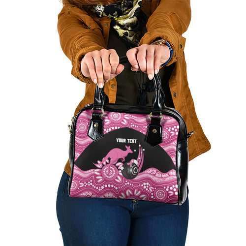 Bowls Australia Breast Cancer Custom Shoulder Handbag Think Pink Aboriginal Art