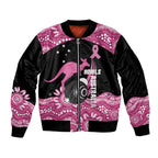 Bowls Australia Breast Cancer Custom Sleeve Zip Bomber Jacket Think Pink Aboriginal Art