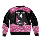 Bowls Australia Breast Cancer Custom Sleeve Zip Bomber Jacket Think Pink Aboriginal Art