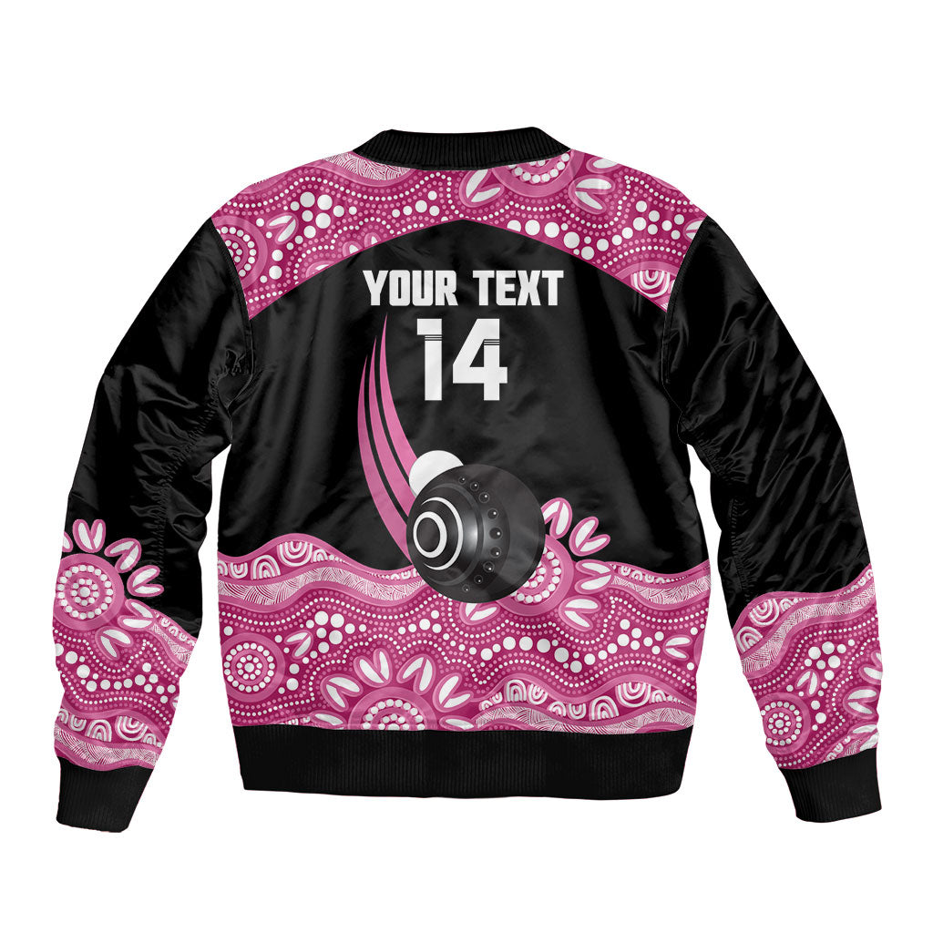 Bowls Australia Breast Cancer Custom Sleeve Zip Bomber Jacket Think Pink Aboriginal Art