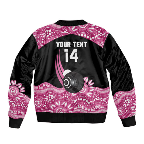 Bowls Australia Breast Cancer Custom Sleeve Zip Bomber Jacket Think Pink Aboriginal Art