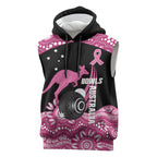 Bowls Australia Breast Cancer Custom Sleeveless Hoodie Think Pink Aboriginal Art