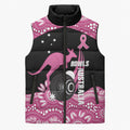 Bowls Australia Breast Cancer Custom Sleeveless Puffer Jacket Think Pink Aboriginal Art