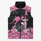 Bowls Australia Breast Cancer Custom Sleeveless Puffer Jacket Think Pink Aboriginal Art