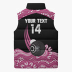 Bowls Australia Breast Cancer Custom Sleeveless Puffer Jacket Think Pink Aboriginal Art