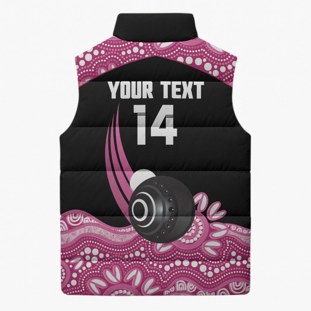 Bowls Australia Breast Cancer Custom Sleeveless Puffer Jacket Think Pink Aboriginal Art