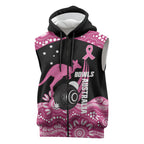Bowls Australia Breast Cancer Custom Sleeveless Zip Hoodie Think Pink Aboriginal Art