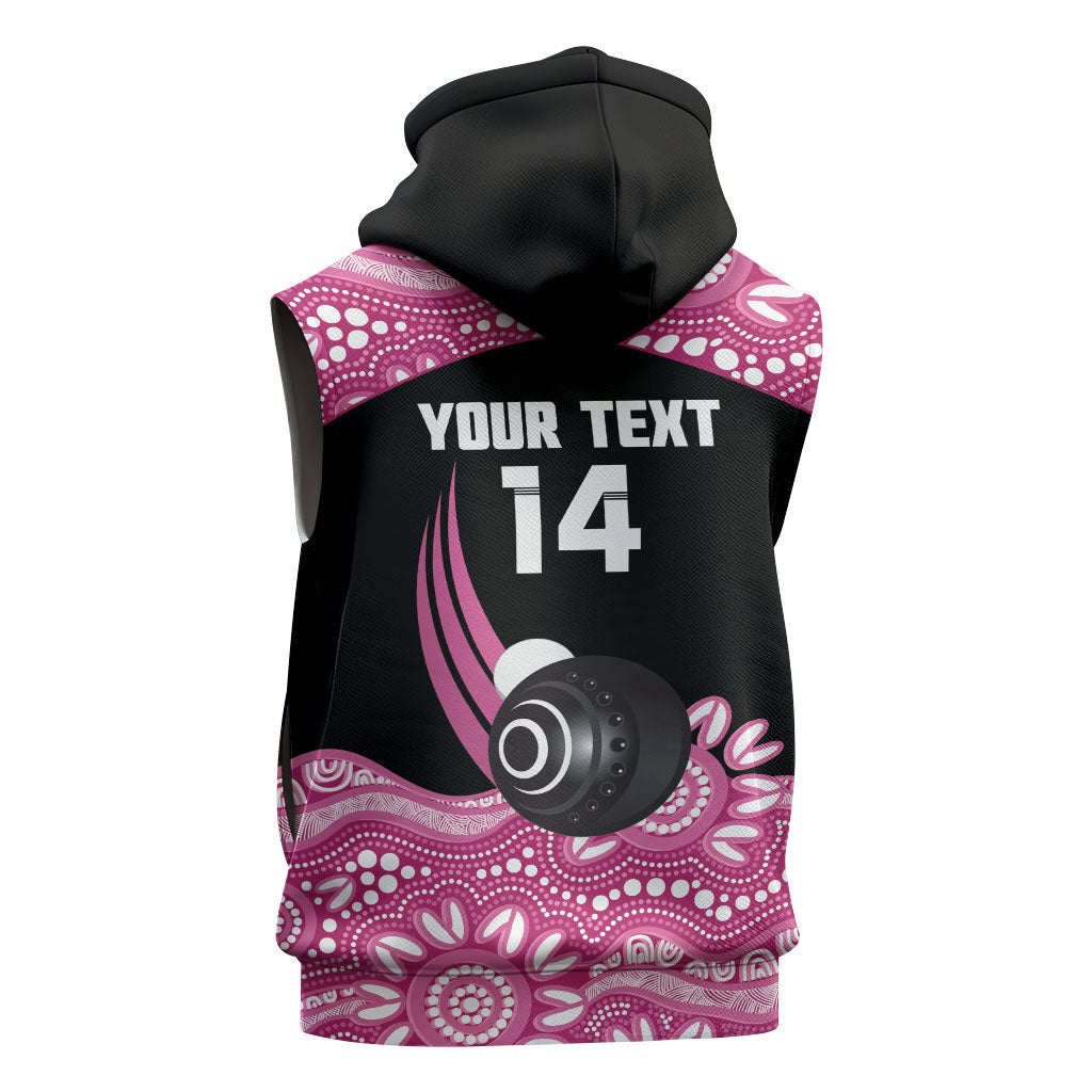 Bowls Australia Breast Cancer Custom Sleeveless Zip Hoodie Think Pink Aboriginal Art