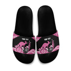 Bowls Australia Breast Cancer Custom Slide Sandals Think Pink Aboriginal Art