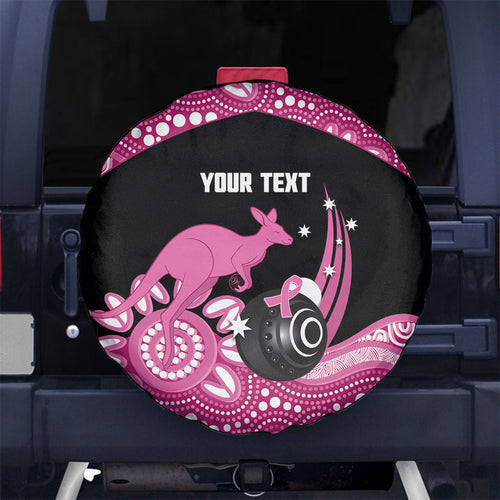 Bowls Australia Breast Cancer Custom Spare Tire Cover Think Pink Aboriginal Art