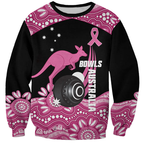 Bowls Australia Breast Cancer Custom Sweatshirt Think Pink Aboriginal Art