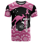 Bowls Australia Breast Cancer Custom T Shirt Think Pink Aboriginal Art