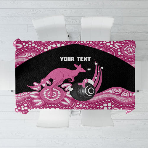Bowls Australia Breast Cancer Custom Tablecloth Think Pink Aboriginal Art