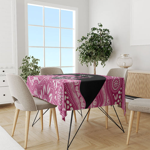 Bowls Australia Breast Cancer Custom Tablecloth Think Pink Aboriginal Art
