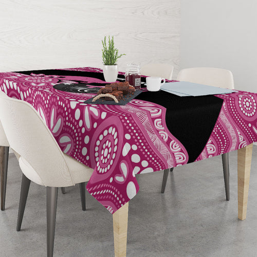 Bowls Australia Breast Cancer Custom Tablecloth Think Pink Aboriginal Art