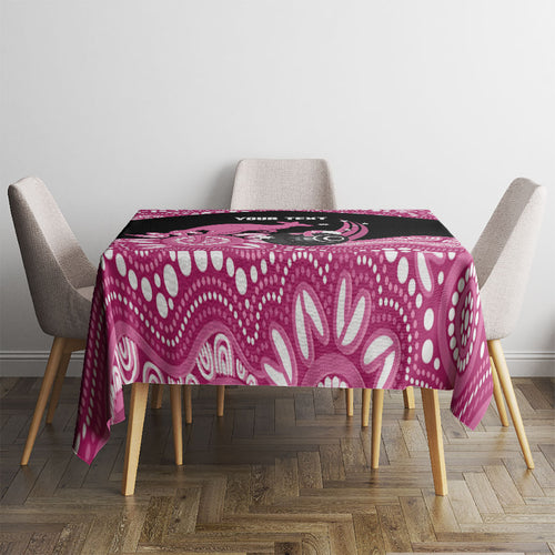 Bowls Australia Breast Cancer Custom Tablecloth Think Pink Aboriginal Art