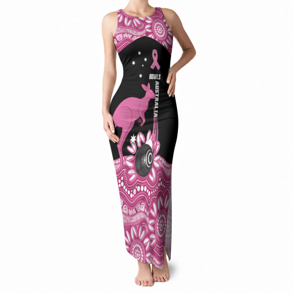 Bowls Australia Breast Cancer Custom Tank Maxi Dress Think Pink Aboriginal Art